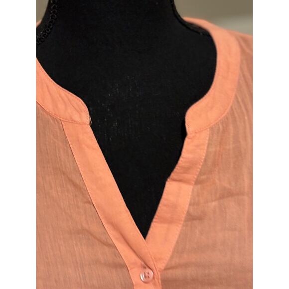 Liz Claiborne Womens coral Sz M Linen‎ feel light boho Top coastal career classy - Picture 2 of 6